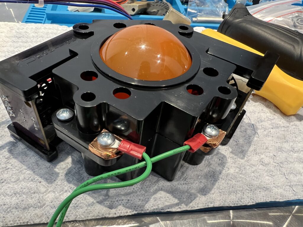 Illuminated Trackball on Missile Command Cocktail Arcade