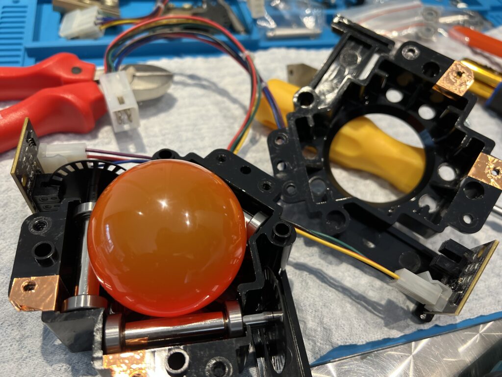 Illuminated Trackball on Missile Command Cocktail Arcade