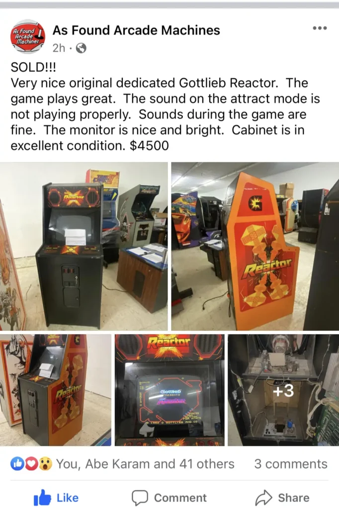 Gottlieb's Reactor Arcade Game Sale Gottlieb's Reactor Arcade Game Sale