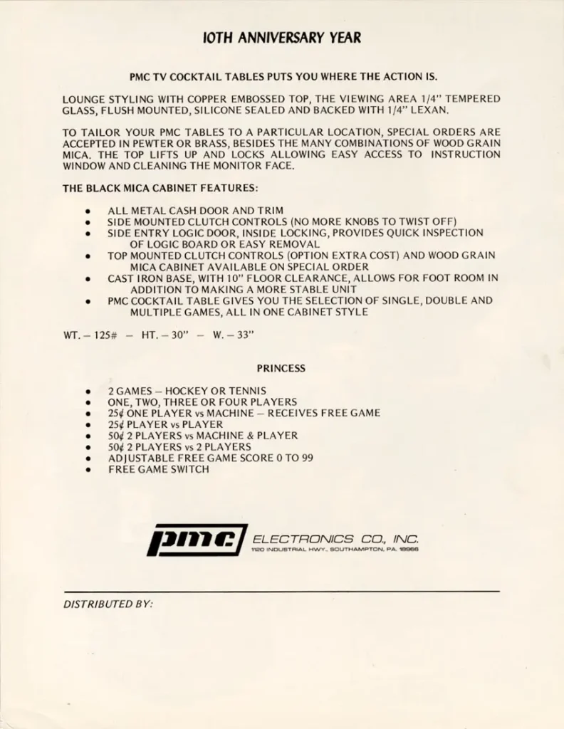PMC Cocktail Table - Generic Flyer for PMC Arcade Cabinet PMC Cocktail Table - Generic Flyer for PMC Arcade Cabinet